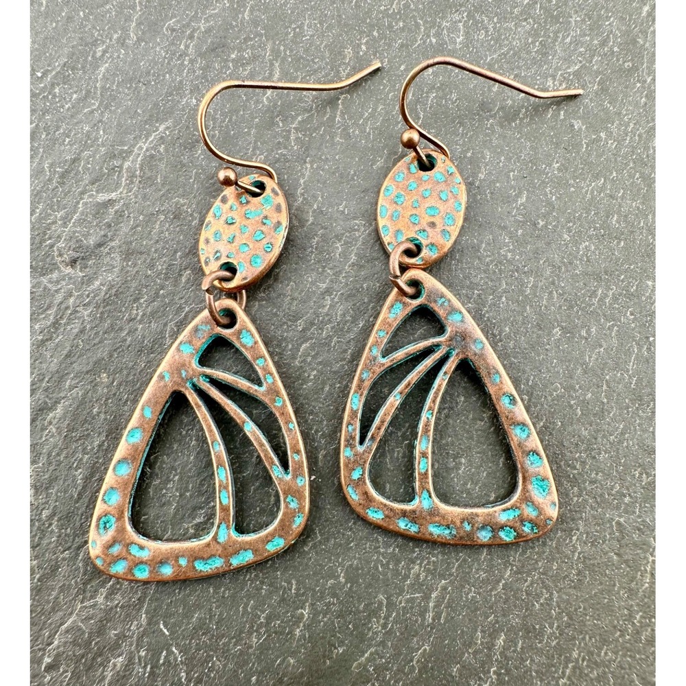 Butterfly Wings Earrings Hammered‎ Copper Alloy BOHO